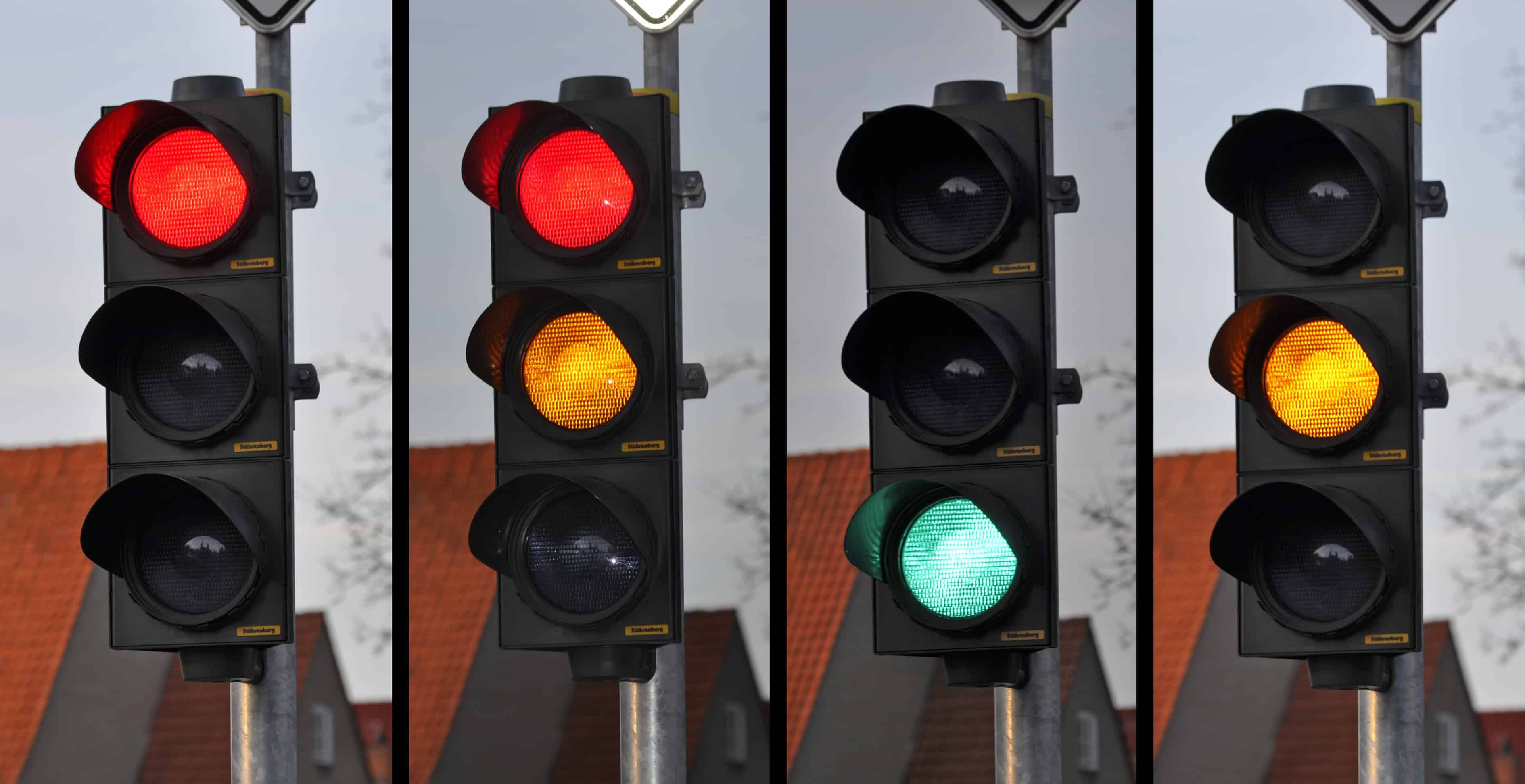 Grenzen setzen - diverse Ampeln stehen auf grün, orange oder rot